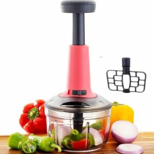 2 in 1 Push Chopper Push and Chop Chopper Vegetable and Fruit Cutter Chopper with Easy Push and Close Button