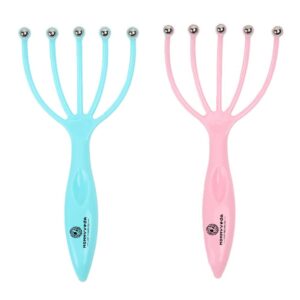 (Two) Five Claw Head Massager 5 Roller Balls Prongs Scratcher Deep Relaxation