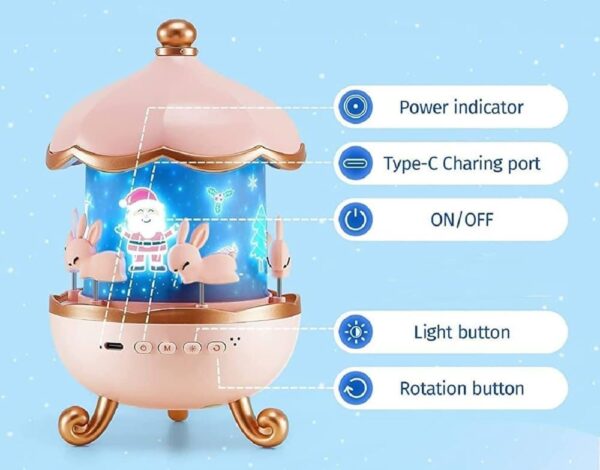 Bunny Night Light Cabin Projector Lamp 360° Rotatable LED Night Lamp for Kids Room Decor - Image 3