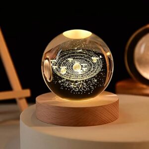 3D Galaxy Crystal Ball Night Lamp, Creative Engraved Crystal Ball Night Light