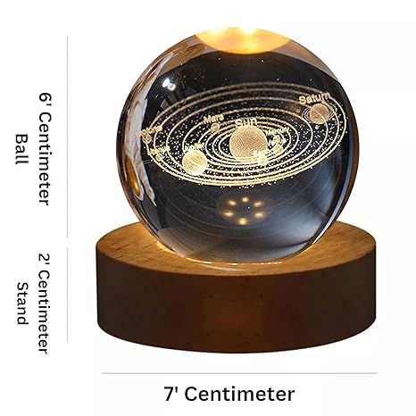 3D Galaxy Crystal Ball Night Lamp, Creative Engraved Crystal Ball Night Light - Image 6