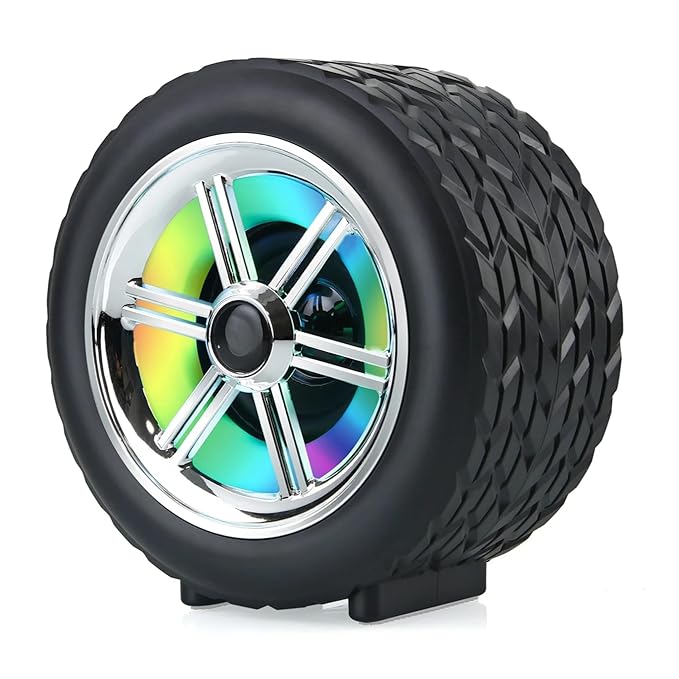 Tyre Shape Bluetooth Speaker with 5W HD Sound, RGB Lights, USB, FM, TWS Pairing,