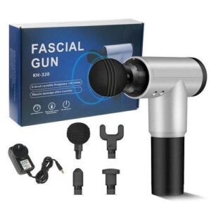 Facial Massage Gun – Handheld Deep Tissue Massager for Pain & Stress Relief | 6-Speed Percussion Therapy Device with 4 Massage Heads