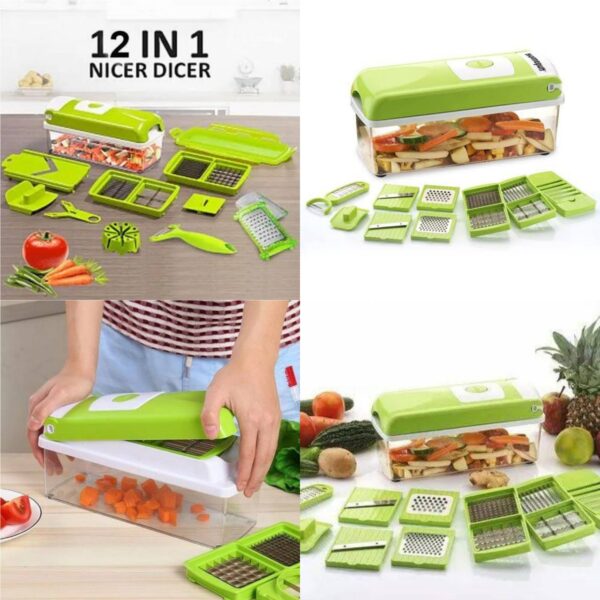 12 in 1 Vegetable Nicer Dicer - Green | Versatile Chopper - Image 4