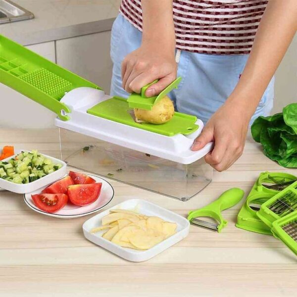 12 in 1 Vegetable Nicer Dicer - Green | Versatile Chopper - Image 2